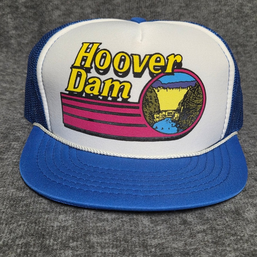 Vintage Hoover Dam Trucker Hat Mesh Snapback Blue Natural Season IND. Co. LTD.